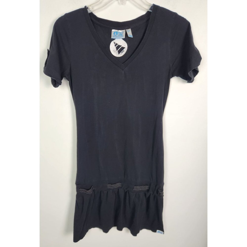Picture Organic Clothing Women's Sz. S Black Short Sleeve V Neck Dress